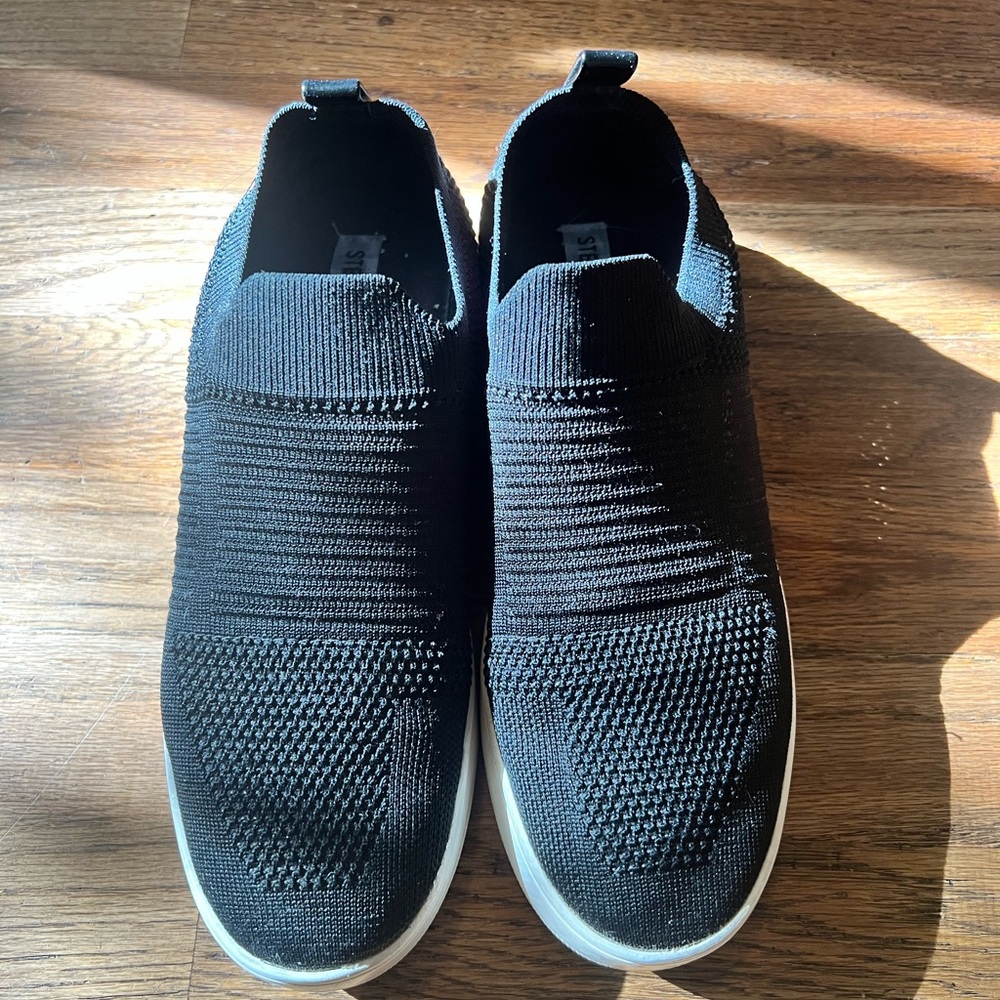 Black Slip-On Knit Sneakers Steve Madden Womens